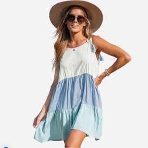 Women's Colorblock Tassel Tie Mini Dress - Cupshe-m-multi